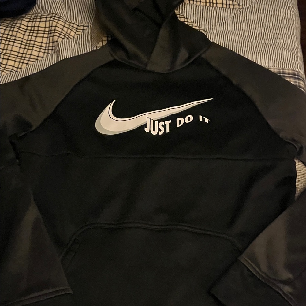 Nike Black and Gray Hoodie with Swoosh